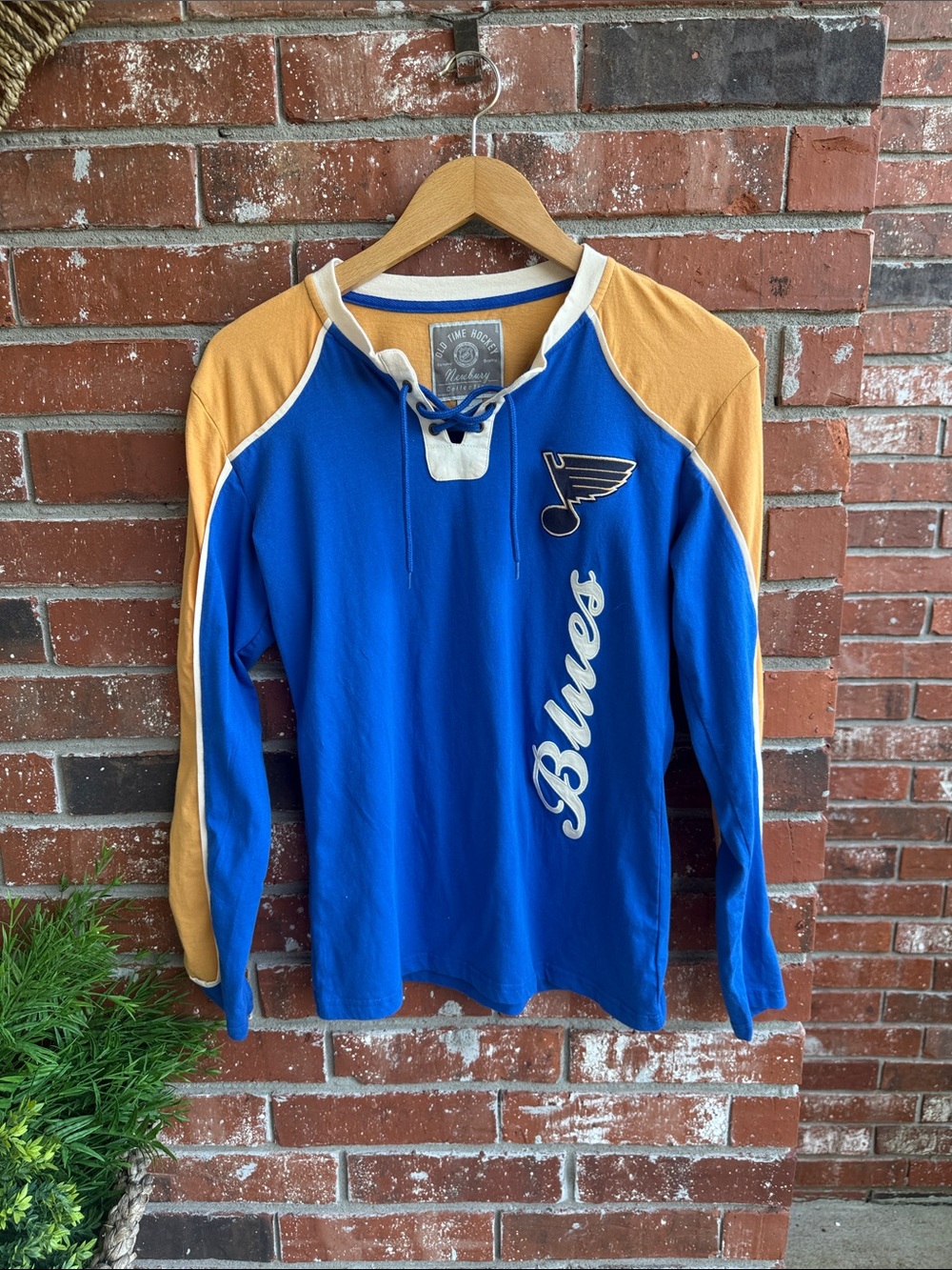 Old Time Hockey Brand Blues fashion Lace-Up Long Sleeve Shirt